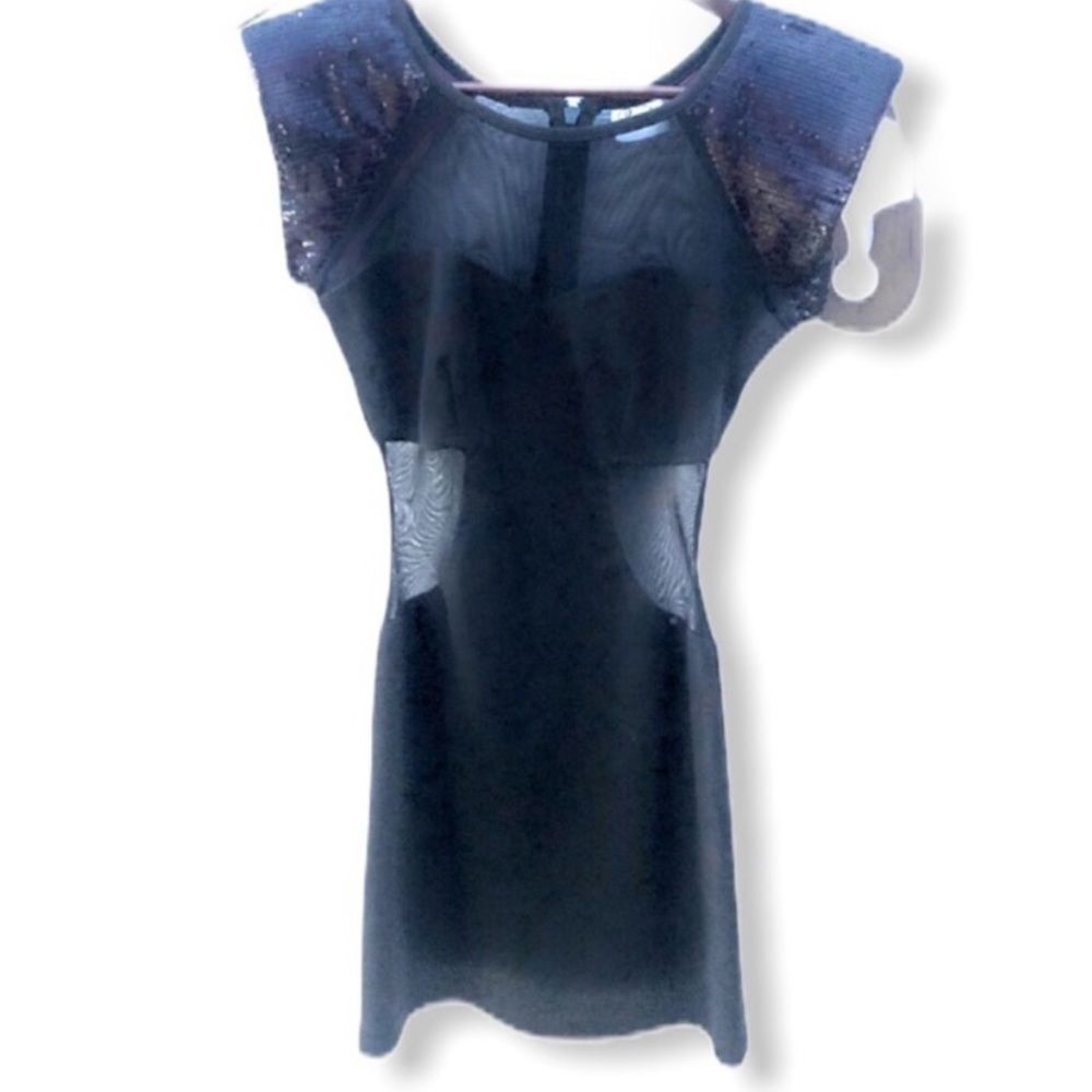 Renee London Sequin Dress Sheer Cutouts